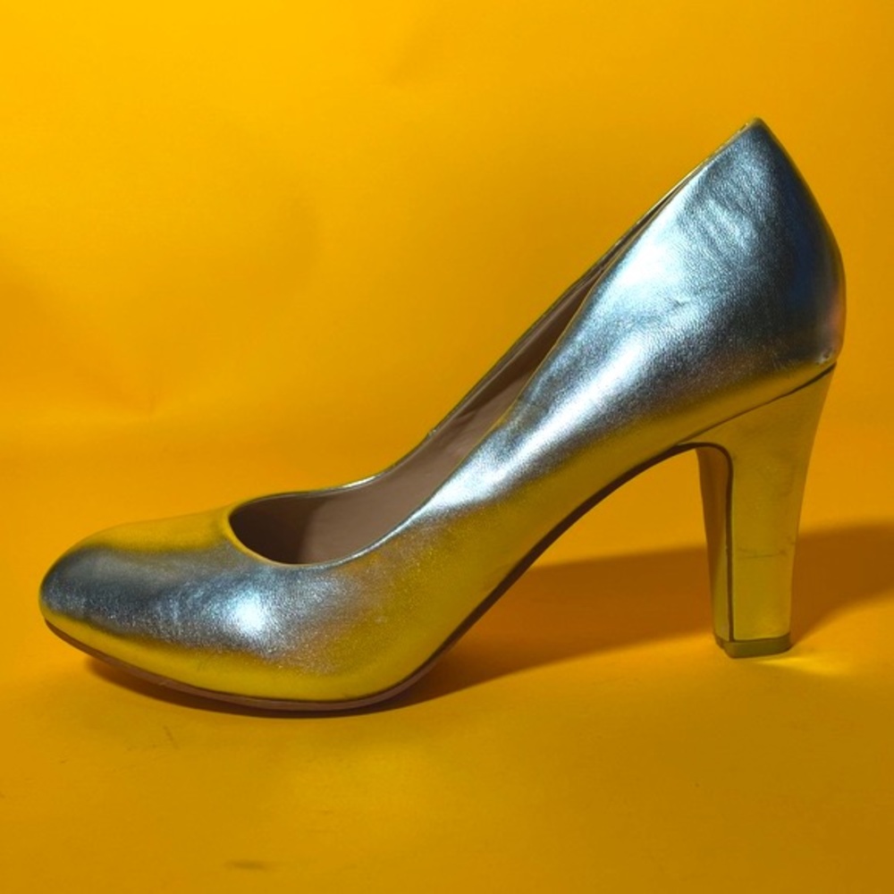Silver Faux Leather Pumps